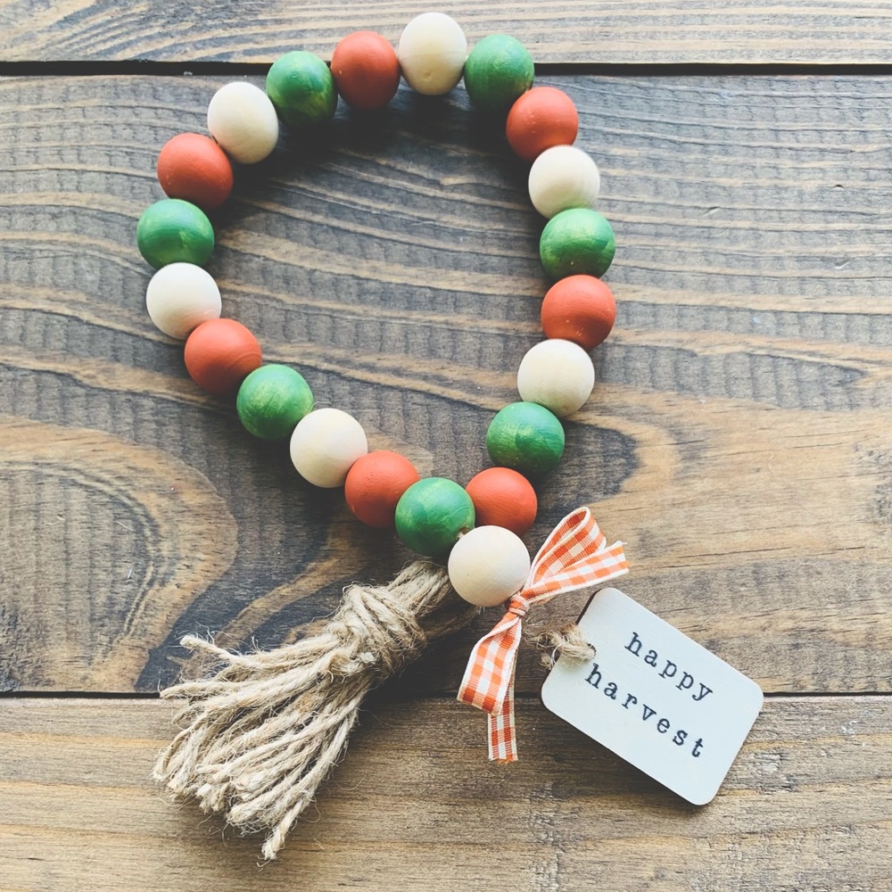 Fall farmhouse wood bead garland